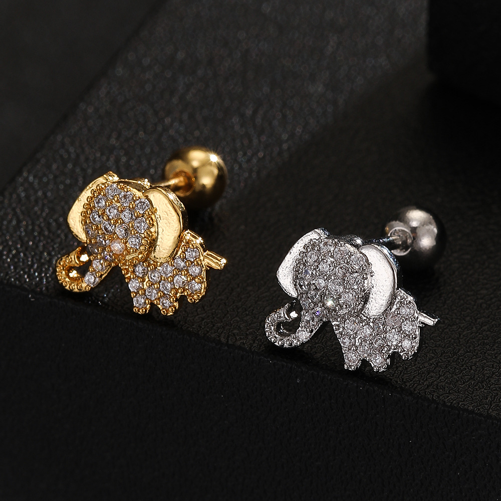 Exquisite Zircon Spider Airplane Elephant Micro-Set Soft Ear Bone Nails Creative Earrings for Women Men - Image 2