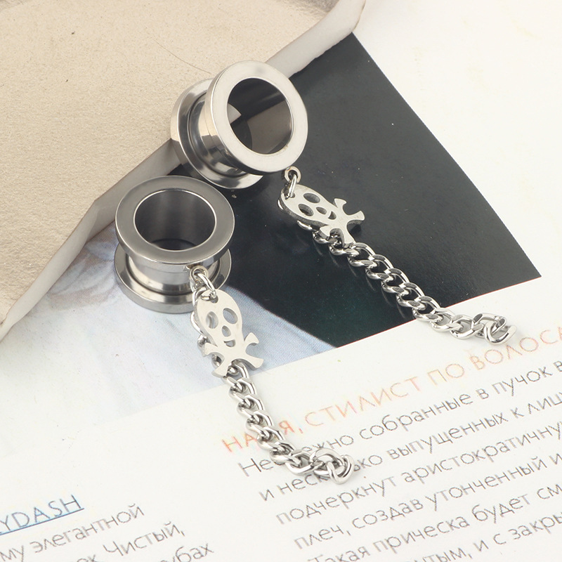 Screw Head Chain Pendant Ear Amplifier Ear Expander 316L Surgical Steel Ear Piercing Jewelry Black 25mm - Image 5