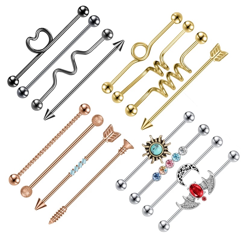 316L Titanium Steel Punk Style Bridge Ear Nail Retro Wine Nail Ear Puncture Earring - Image 5