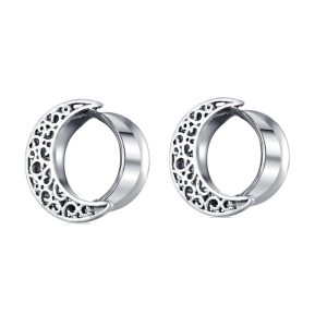 6mm Stainless Steel Hollow Moon Auricle Expander Earrings for Ear Piercing