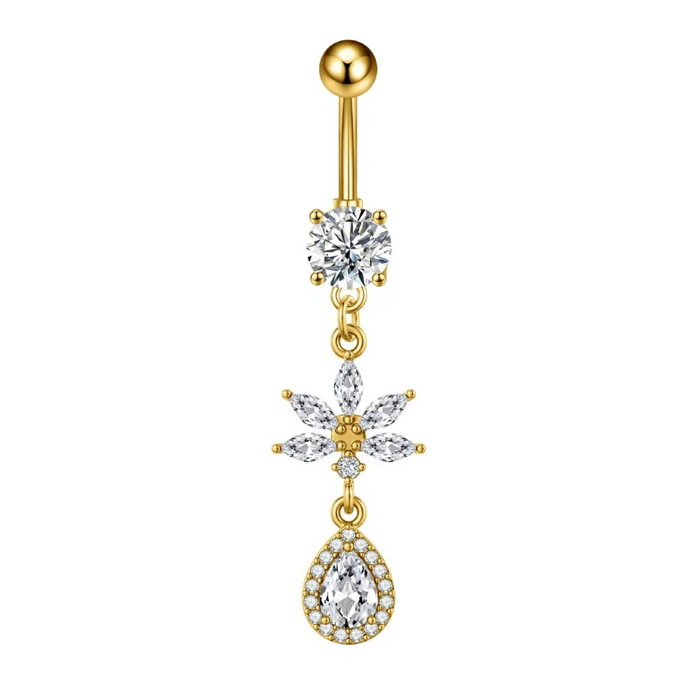 Stainless Steel Gold Butterfly Navel Ring Dangle Belly Button Piercing Jewelry - Image 3
