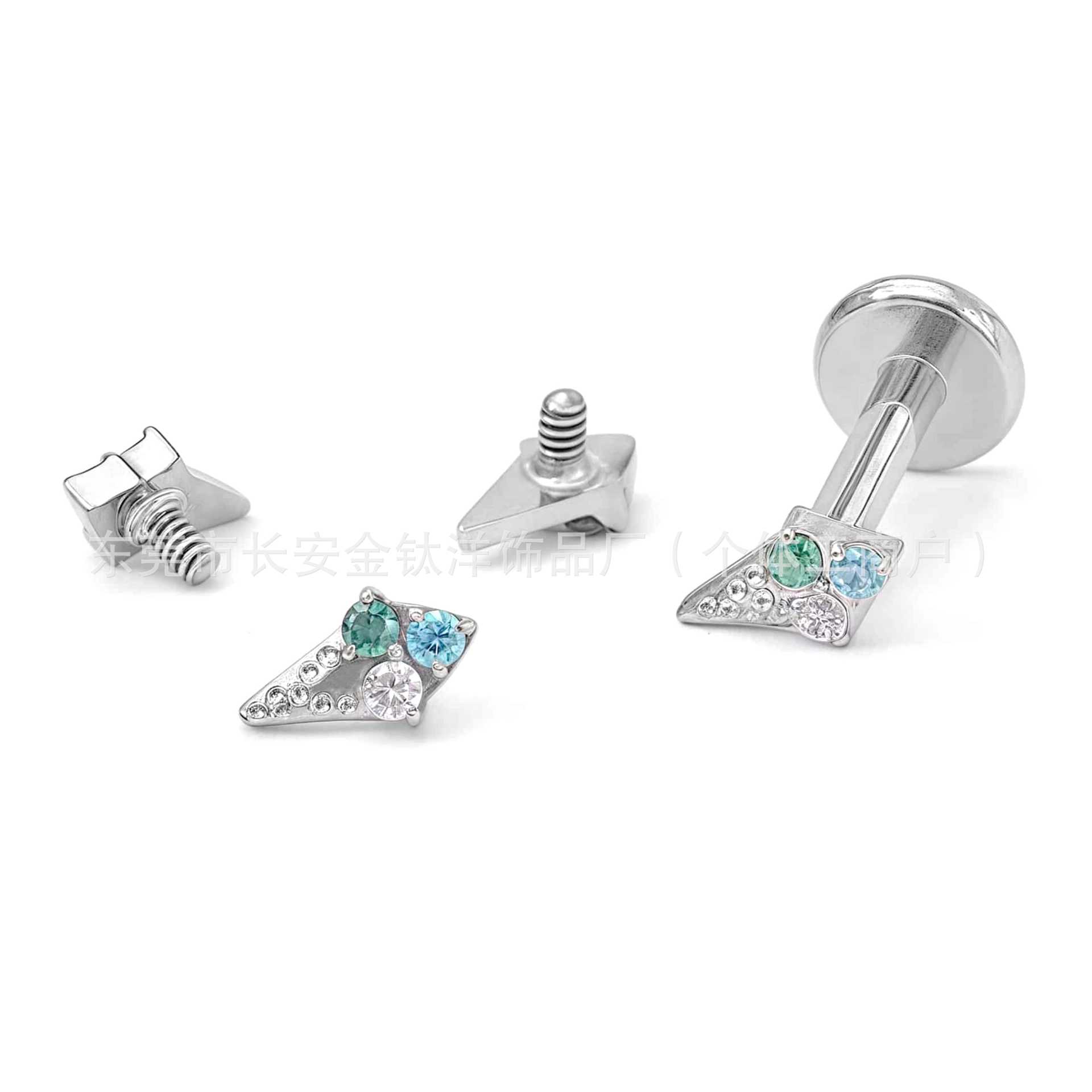 F136 Titanium Ice Cream Cone Zircon Earrings Nose Nails G23 Titanium Alloy Body Piercing Jewelry Ear Bone Nails - Image 3