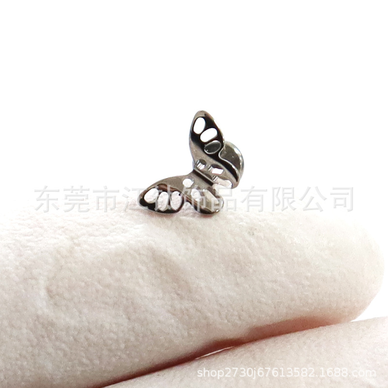 F136 Titanium Hollow Butterfly Ear Studs - Ear Lip Nails Cross-Border G23 Titanium Alloy Body Piercing Ear Bone Nails - Image 4