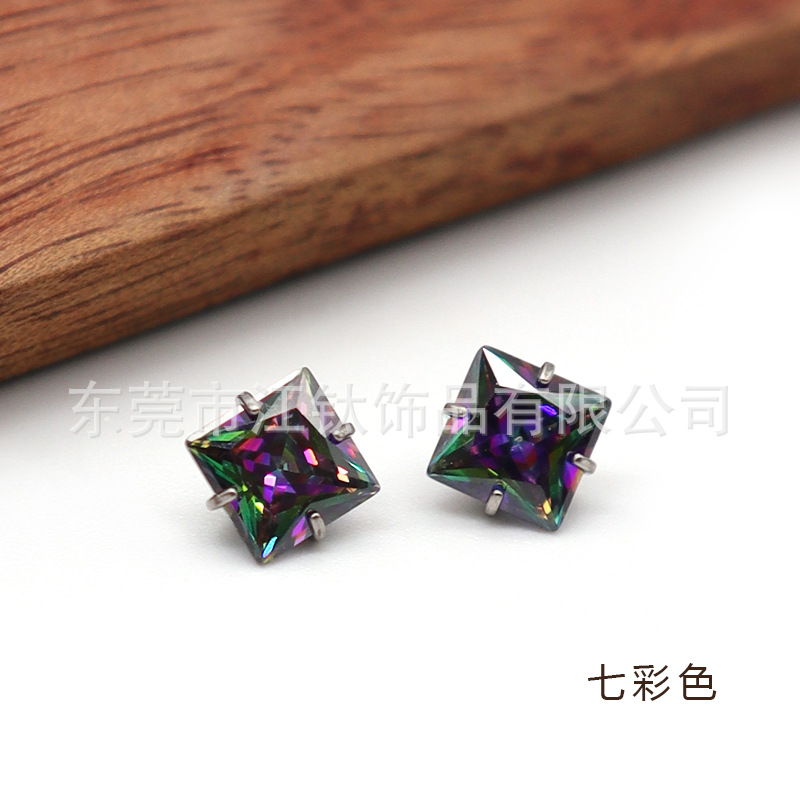 F136 Titanium Earring Thread Inlaid Square Zircon Cross G23 Titanium Alloy Body Piercing Jewelry Ear Bone Nail - Image 4