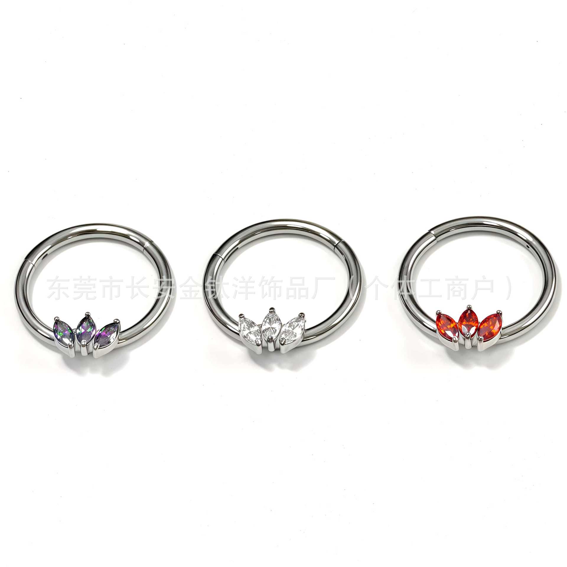 F136 Titanium Three-Leaf Horse Eye Seamless Open Ring Nose Septum Ring Earrings - G23 Titanium Alloy Piercing Jewelry - Image 4