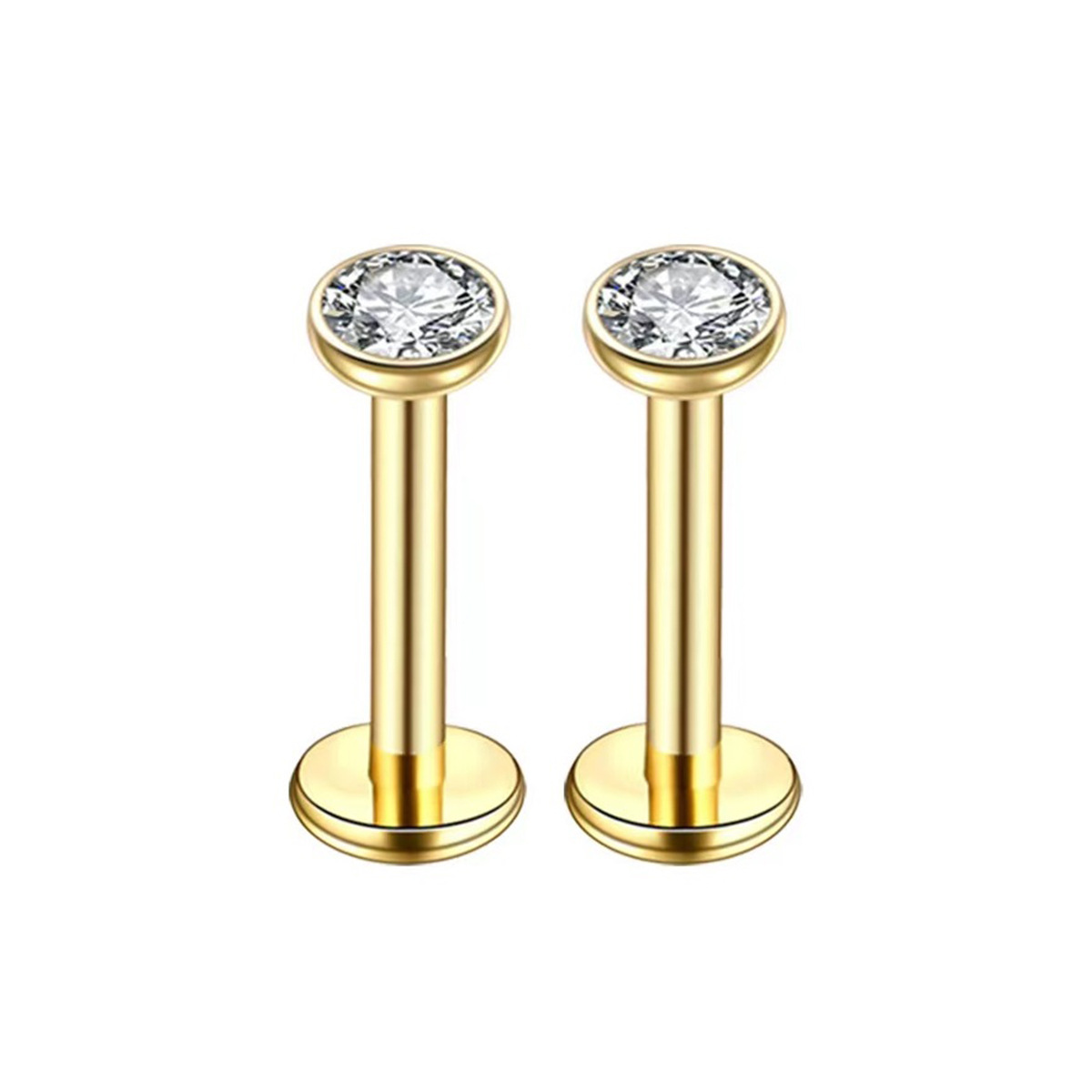 G23 Titanium Lip Labret Stud with Diamond Cup Zircon Ball Internally Threaded Piercing Jewelry - Image 5