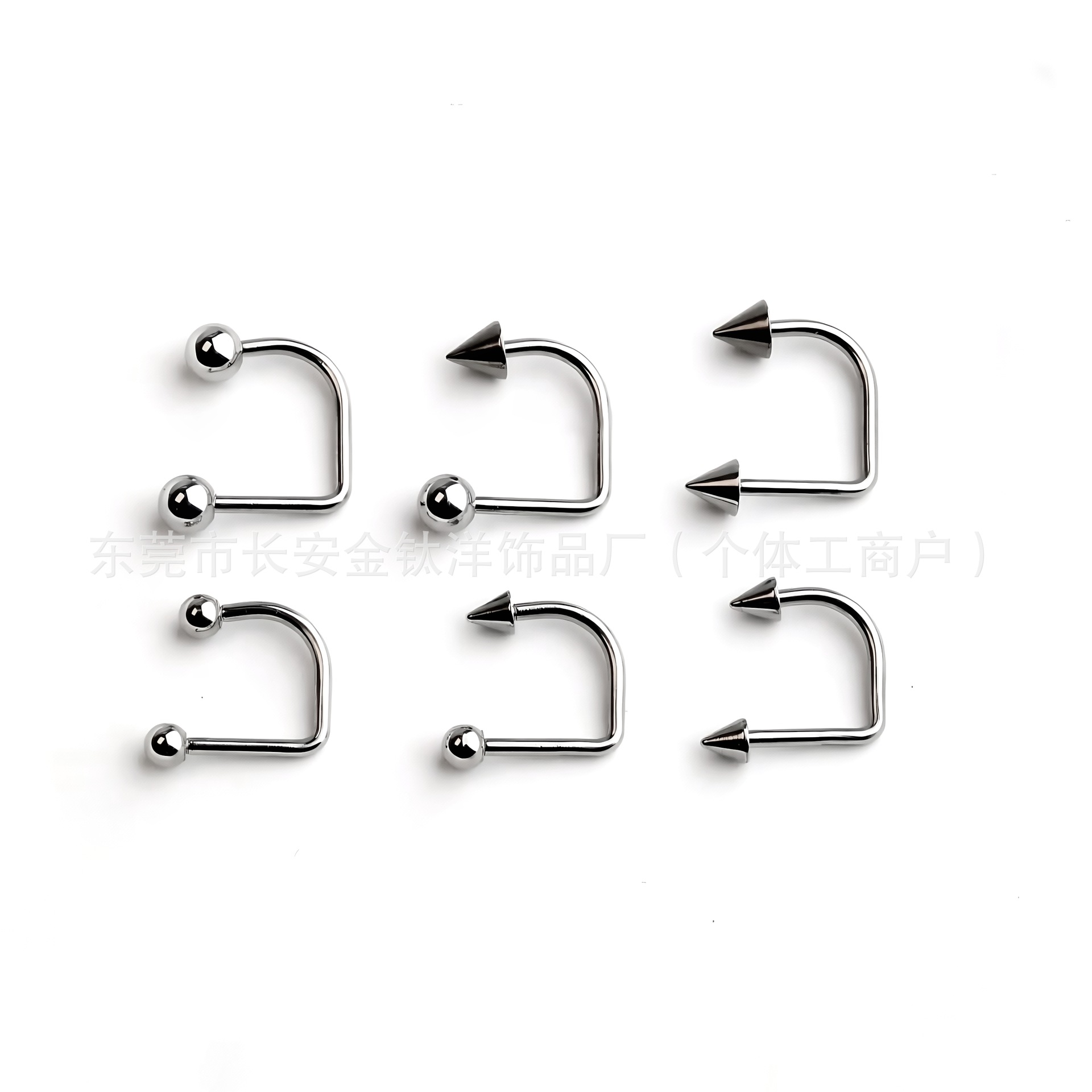 F136 Titanium Internally Threaded Lip Ring U-Shaped Lip Ring with Ball and Pointed Cone Nose Ring Nose G23 Titanium Alloy Body Piercing Jewelry - Image 5