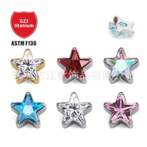 G23 Titanium Star Zircon Earring Cartilage Stud Ear Bone Nail Body Piercing Jewelry