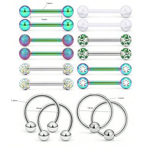Amazon Suit Body Piercing Jewelry Stainless Steel Tongue Ring Nipple Ring Nail Set
