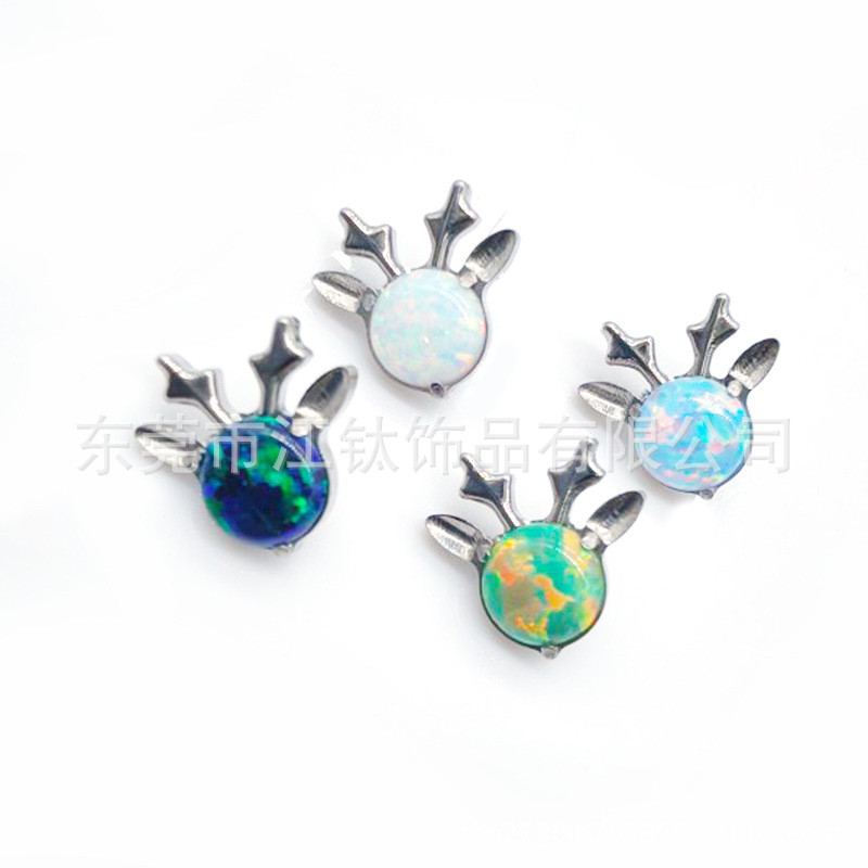 G23 Titanium Antler Christmas Ear Stud Cartilage Piercing Jewelry - 1.2x10mm - Image 5