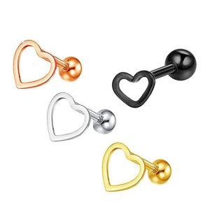 Rose Gold 316L Steel Heart Stud Earring for Cartilage Piercing