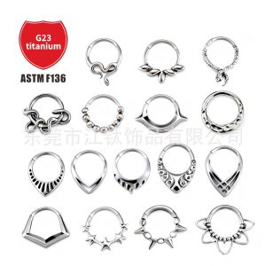 F136 Titanium Seamless Nose Ring Water Drop 3D Oil Pressure G23 Titanium Alloy Body Piercing Jewelry Earrings