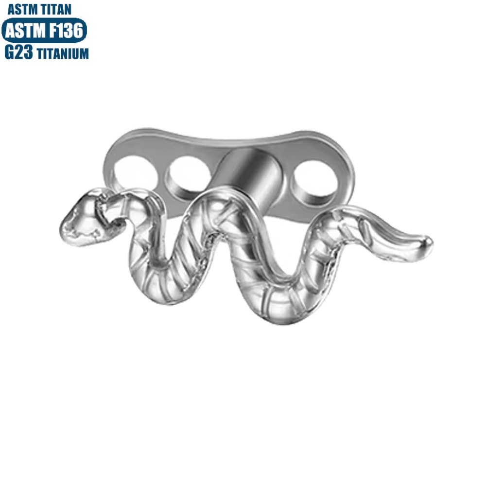 F136 Titanium Snake Buried Nail Internally Threaded Implant Grade Body Piercing Jewelry Clavicle Subdermal Implant Bone Nail with Base - Image 2