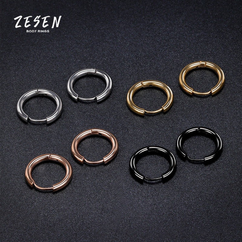 Simple Round Wire Earrings for Men Women Stainless Steel Personalized Buckle Circle Earrings - Image 4