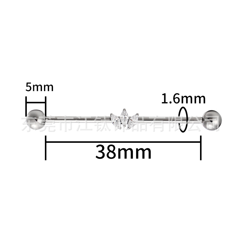 G23 Titanium Ear Bridge Earring Zircon Flower Leaf Design Body Piercing Jewelry - Image 2