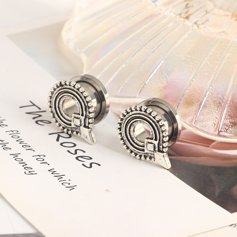 Stainless Steel Single Horn Ear Expander - New Chinese Style Cartilage Earring for Men and Women - Image 5