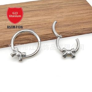 F136 Titanium Nose Ring Bow Earrings Fashion Seamless Ring G23 Titanium Alloy Body Jewelry