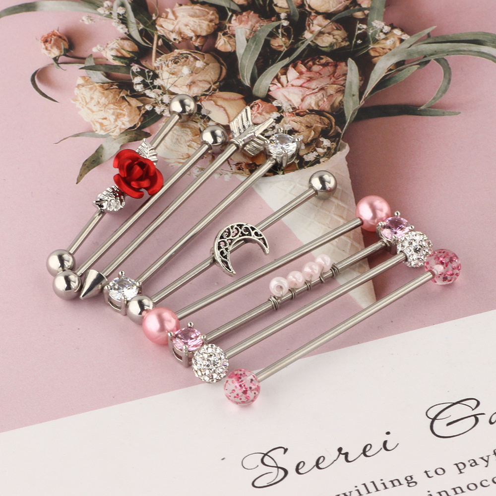 9-Piece Industrial Barbell Set Stainless Steel Geometric Ear Piercing Jewelry Cartilage Hoops - Image 3