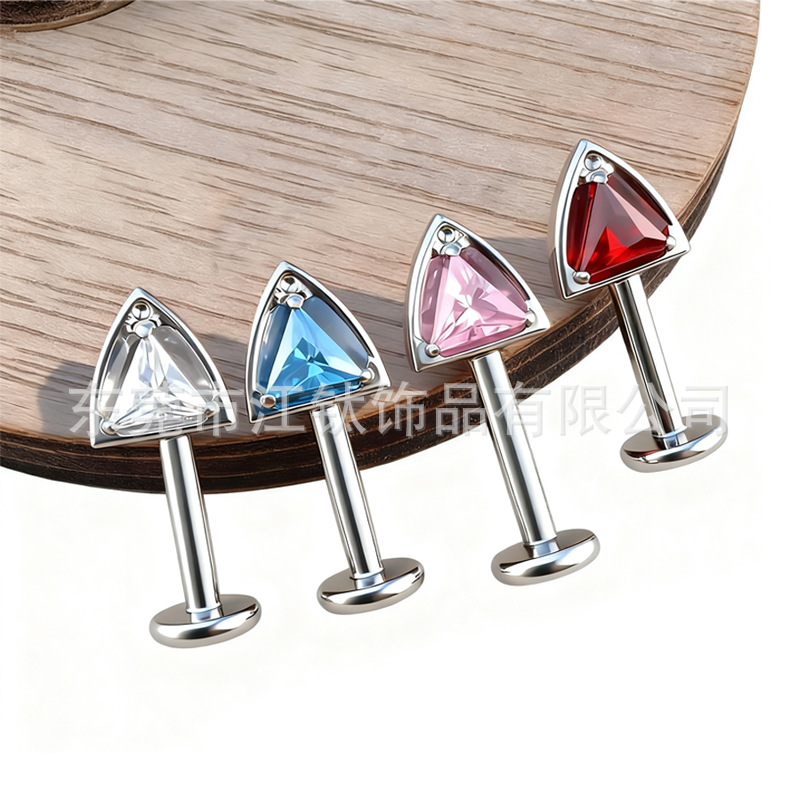 G23 Titanium Alloy Cat Ear Earring CZ Zircon Cartilage Stud Body Piercing Jewelry - Image 3