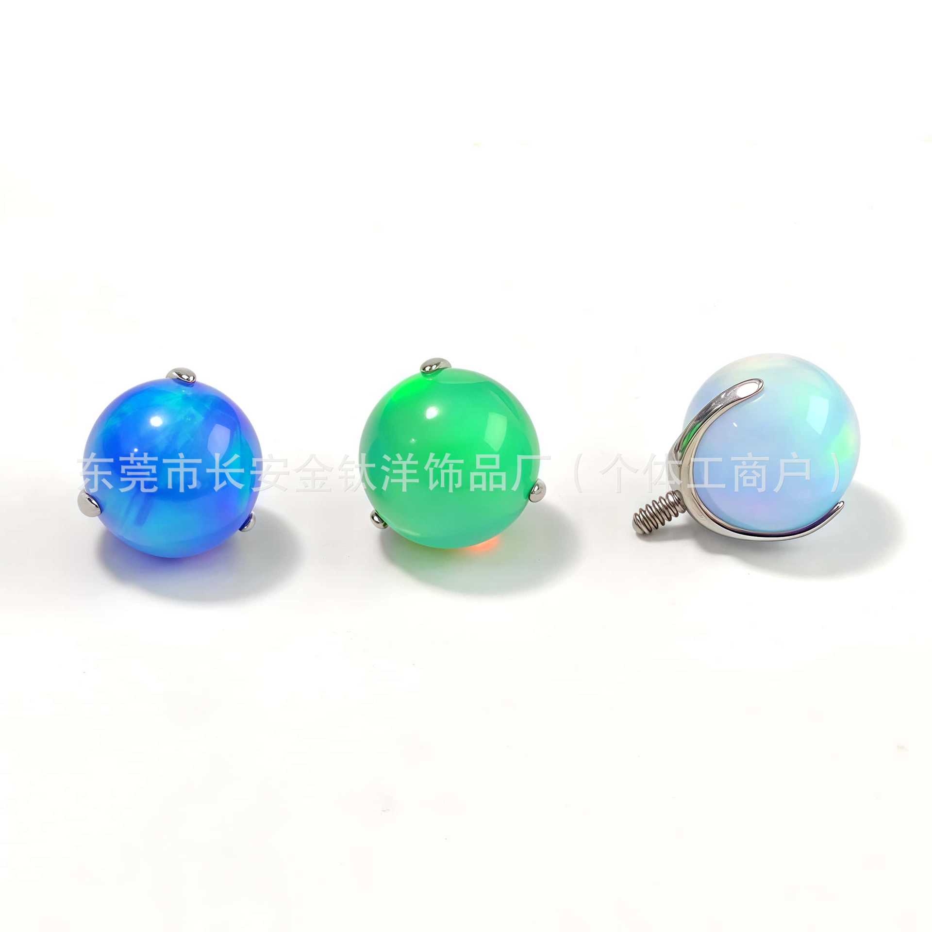 F136 Titanium Three-Claw Nebula Opal Lip Nail Tongue Nail Ear Piercing Jewelry - Image 2