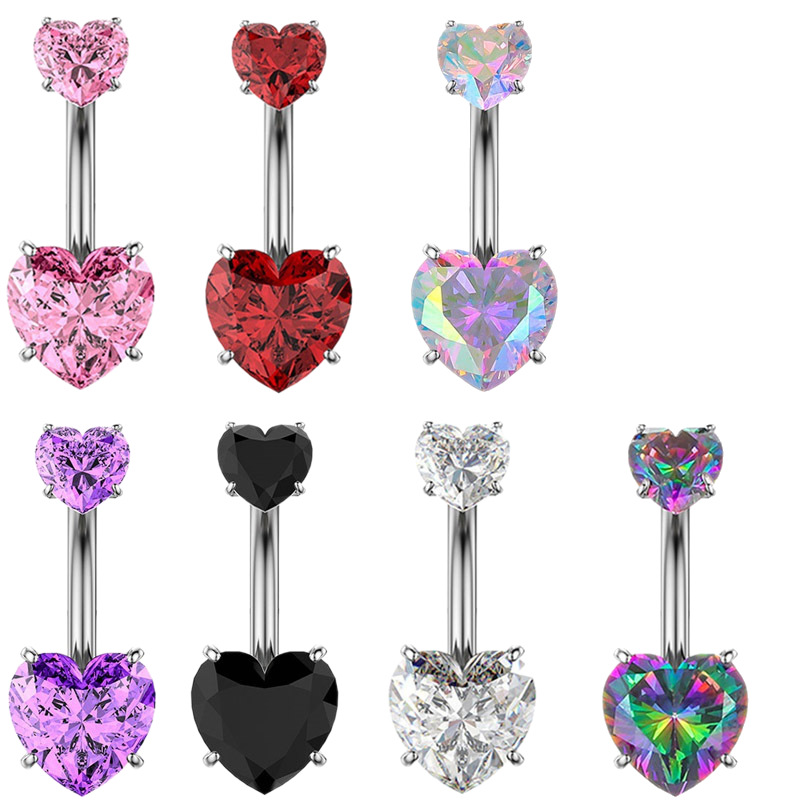 F136 Titanium Alloy Heart-Shaped Navel Ring - G23 Heart Zircon Navel Stud Medical-Grade Belly Button Jewelry - Image 5