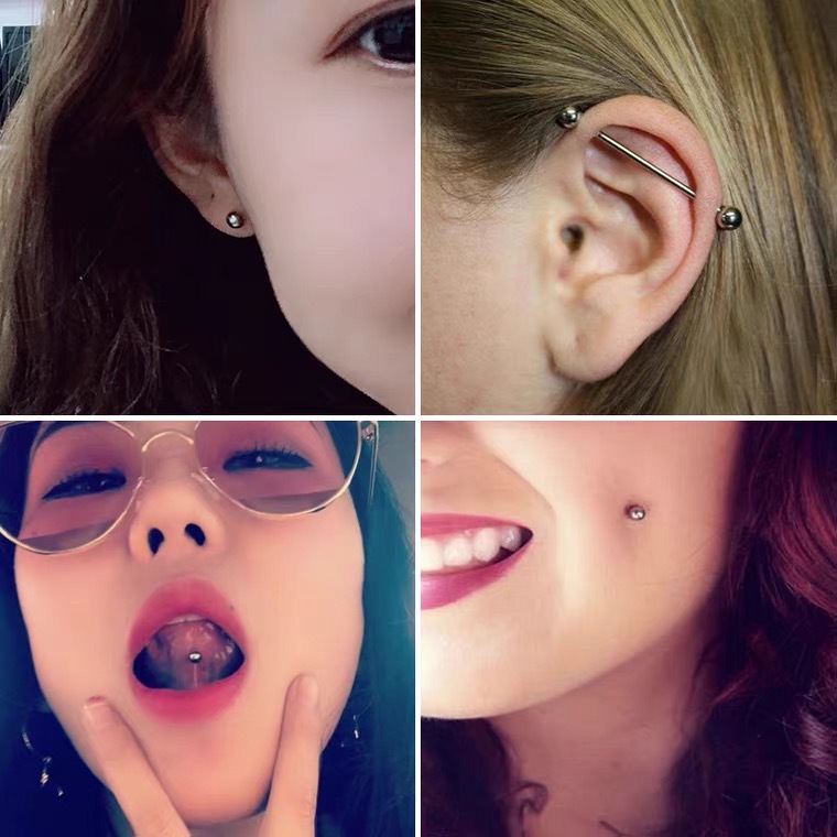 G23 Titanium Tongue Barbell Ball End Ear Stud Straight Rod Piercing Jewelry Fashion - Image 3