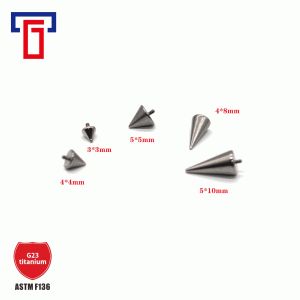 G23 Titanium Alloy Externally Threaded Pointed Cone Devil Nail Piercing Ear Cartilage Stud