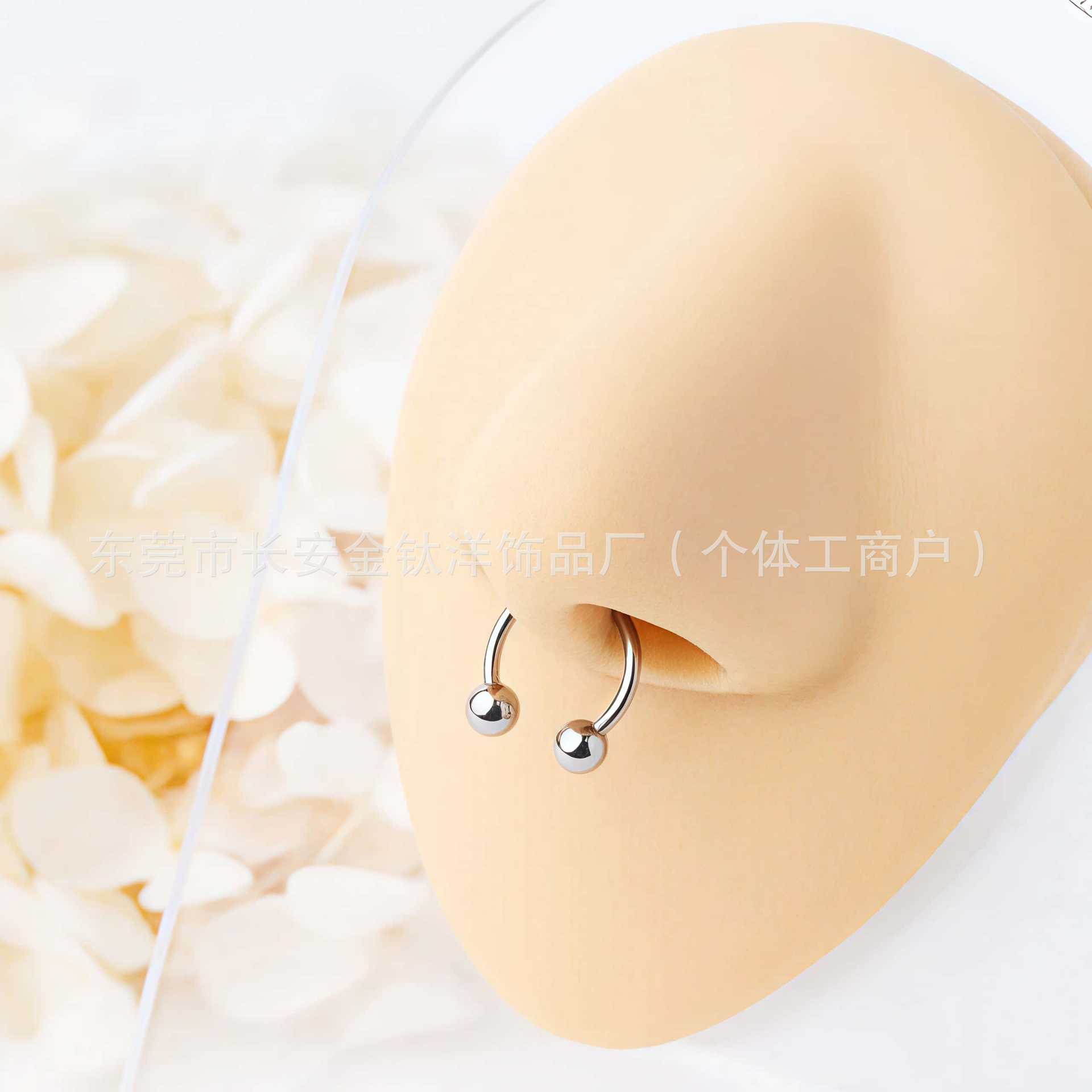 F136 Titanium Internal Thread C-Shape Ball Nose Septum Nose Stud Lip Stud Nose Ring Body Piercing Jewelry - Image 4