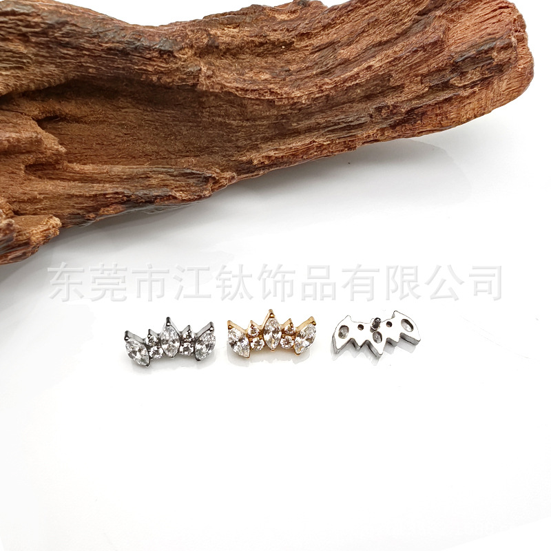 G23 Titanium Alloy Ear Bone Nail Horse Eye Leaf CZ Earring Cross Border Piercing Jewelry - Image 2