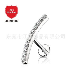 F136 Titanium Smiley Face Earrings with 5A CZ G23 Titanium Alloy Cartilage Stud Body Piercing Jewelry