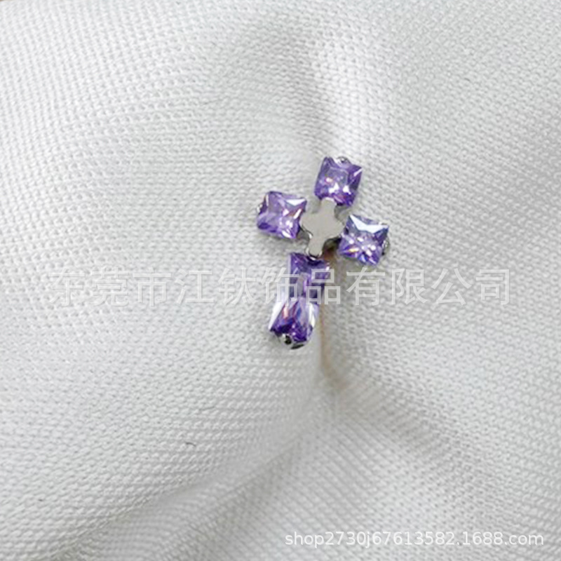 G23 Titanium Cross Inlaid Zircon Ear Bone Nail - ASTM F136 Titanium Alloy Body Piercing Jewelry - Image 4