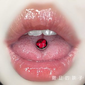 First Love Letter Butterfly Titanium Steel Tongue Nail Barbell 16mm 1.6mm Sweet Cool Tongue Ring Wholesale