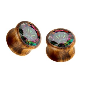 Wood Color Zircon Star Earring 316L Surgical Steel Cartilage Piercing Jewelry