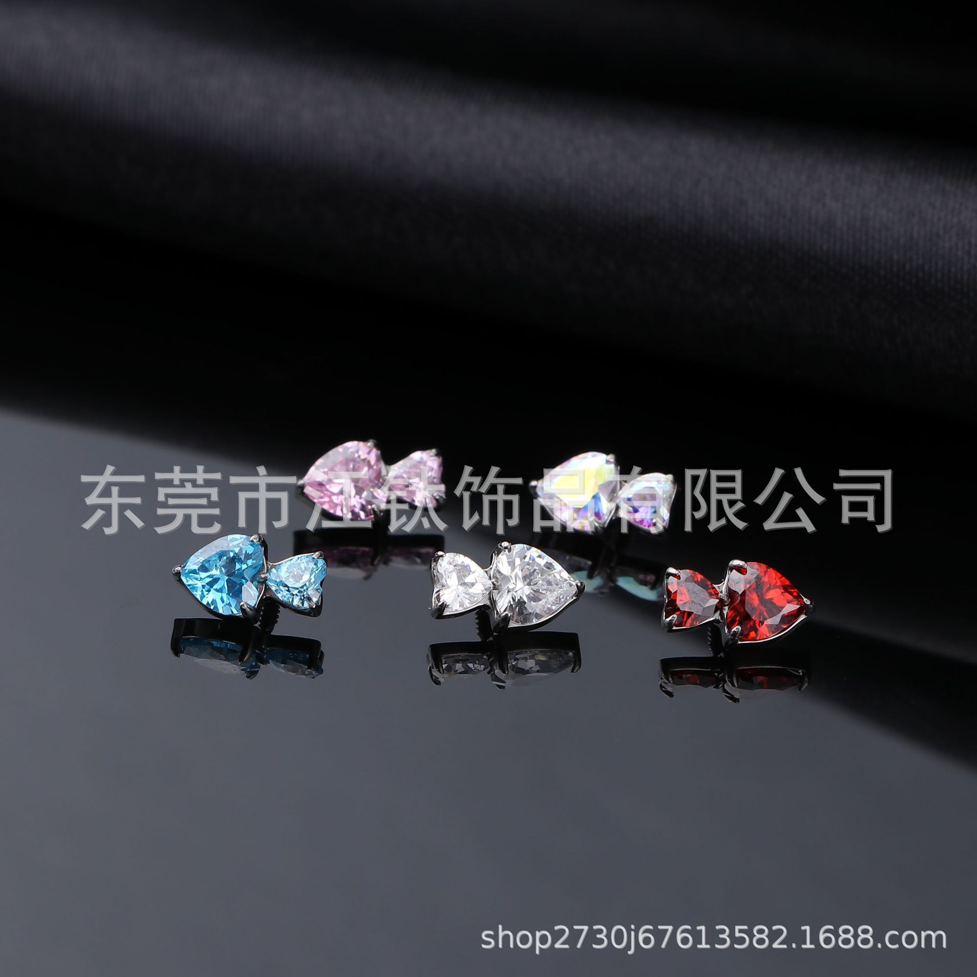 Heart-Shaped Zircon Inlaid G23 Titanium Alloy Body Piercing Ear Stud for Cartilage - Image 3