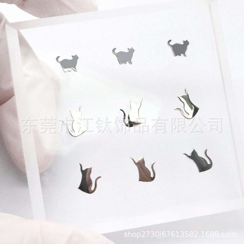 F136 Titanium Earring Fat Cat Kitten Lip Nail Cross-Border G23 Titanium Human Body Piercing Ear Nail - Image 3