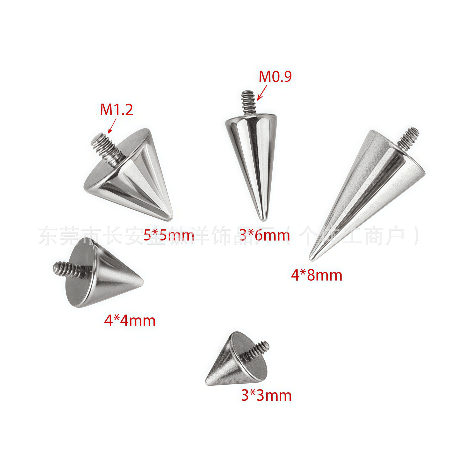 G23 Titanium Pointed Cone Devil Nail Lip Labret Stud Externally Threaded Body Piercing Jewelry - Image 4