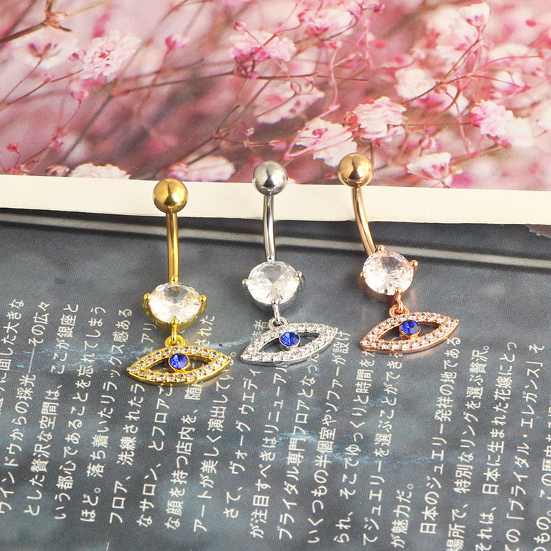 Rose Gold Moon Navel Ring Geometric Zircon Belly Button Ring Body Piercing Jewelry Wholesale - Image 5