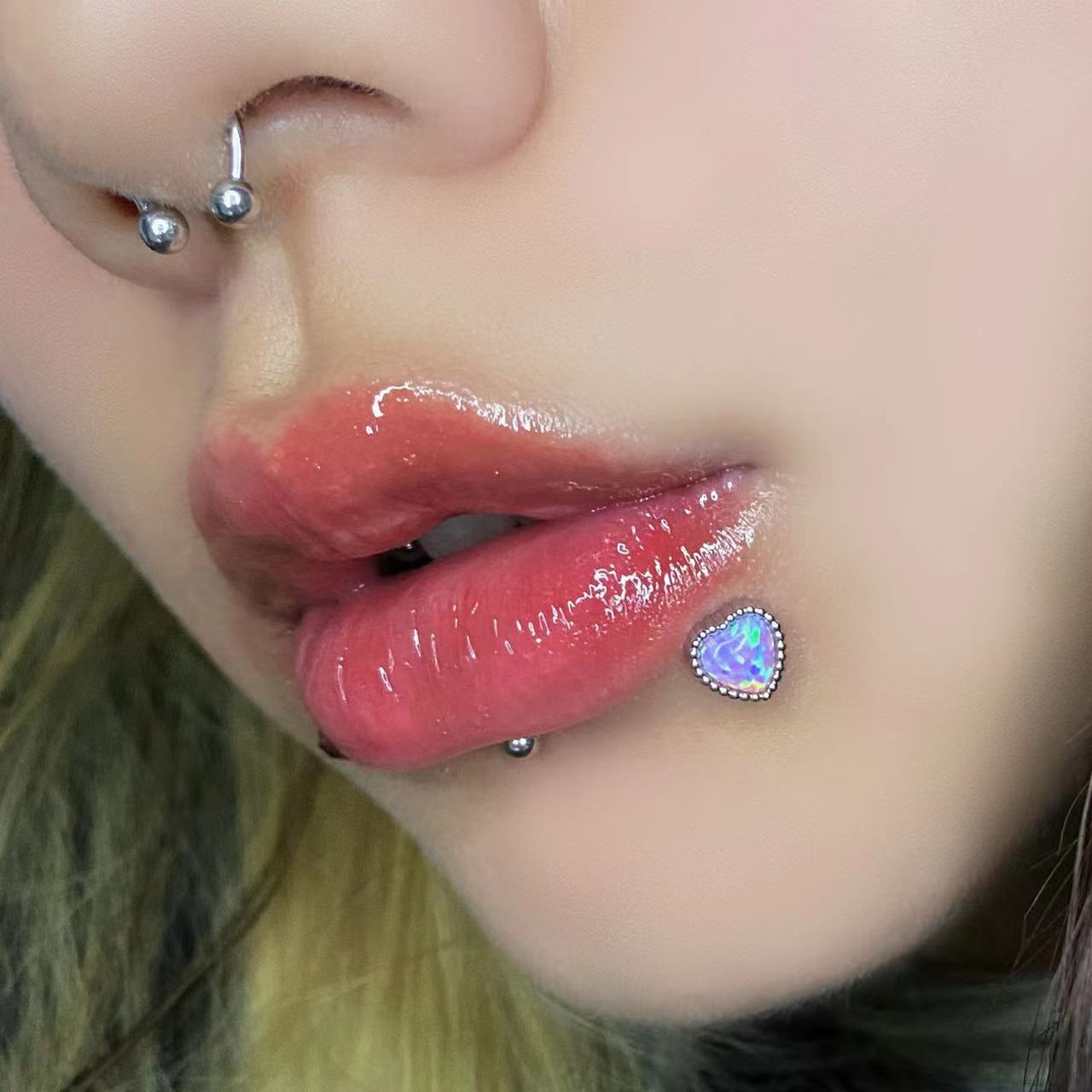 Aobao Lip Nail Opal Replacement Labret Stud 316L Surgical Steel Lip Piercing Jewelry - Image 5