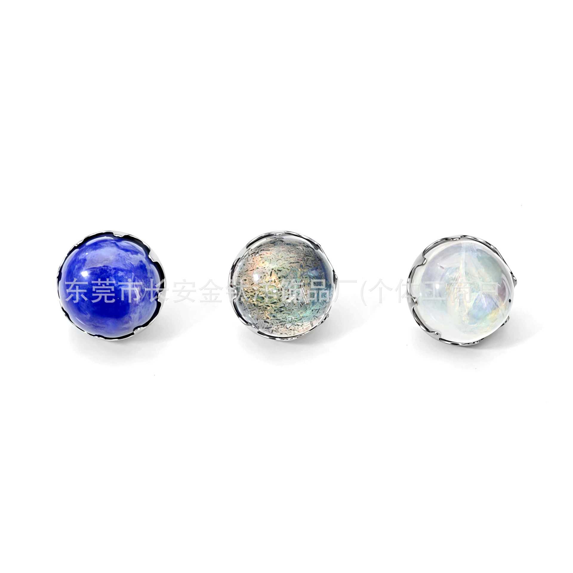 F136 Titanium Serrated Edge Natural Stone Flat-Bottom Lip Stud Tongue Earring - G23 Titanium Alloy Body Jewelry - Image 2