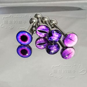 Satan's Child Oriental Purple Kite Tongue Barbell 20mm 1.6mm Stainless Steel Tongue Ring for Oral Piercing