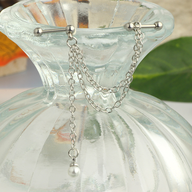 Amazon Cross-Border Pearl Ear Chain Five-Pointed Star Ear Bone Stud Fashion Jewelry Wholesale - Stainless Steel - Image 5