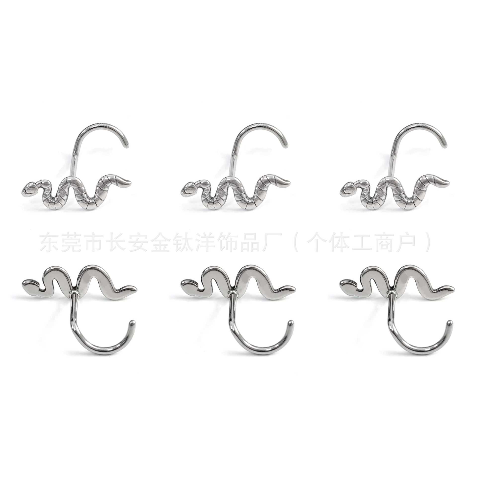 F136 Titanium Integrated Snake-Shaped Nose Stud Nose Ring Ear Bone Stud Earring G23 Titanium Alloy Body Piercing Jewelry - Image 5