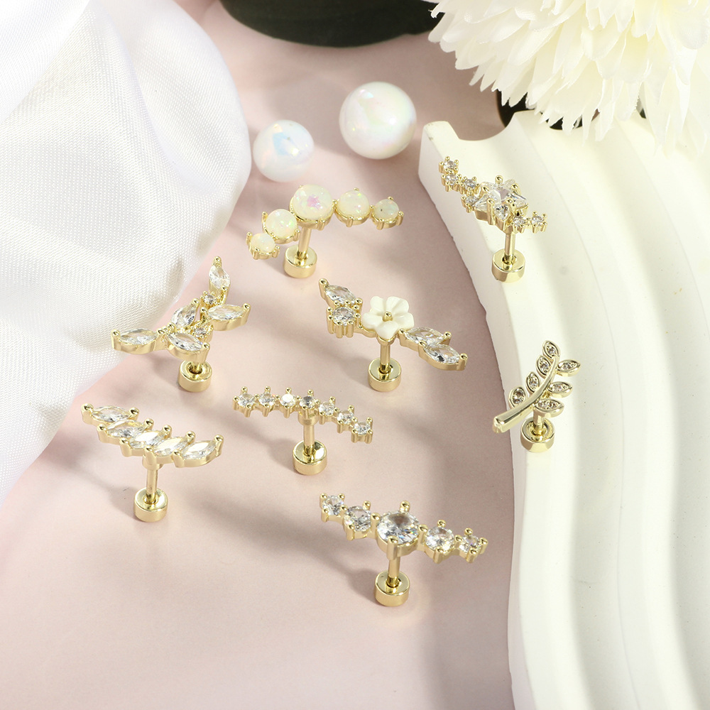 1.2mm Star Stainless Steel Screw Ear Nail Fashion Gold Electroplated Zircon Earring Women Puncture Jewelry - Image 3
