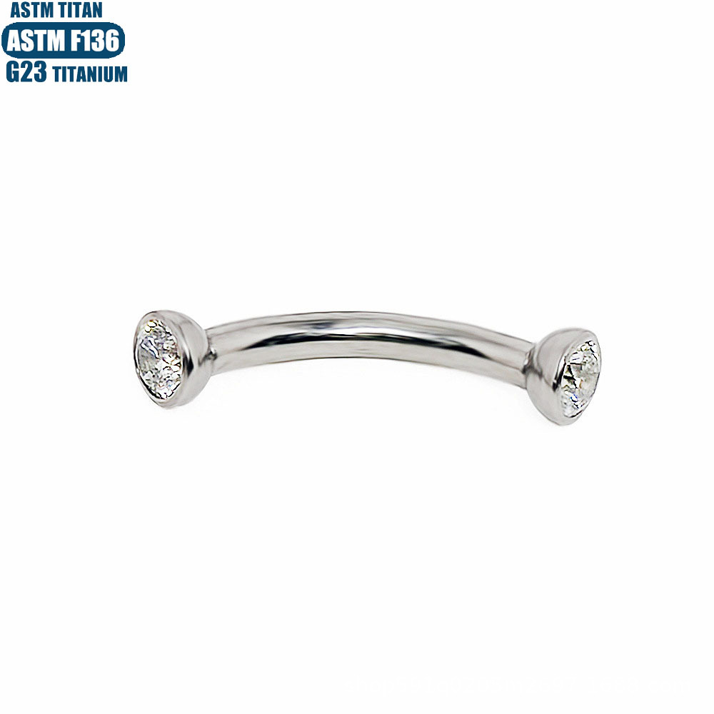 F136 Titanium Alloy Zircon Eyebrow Nail Internally Threaded Implantable Body Piercing Jewelry Lip Nail Curved Rod Eyebrow Ring - Image 3