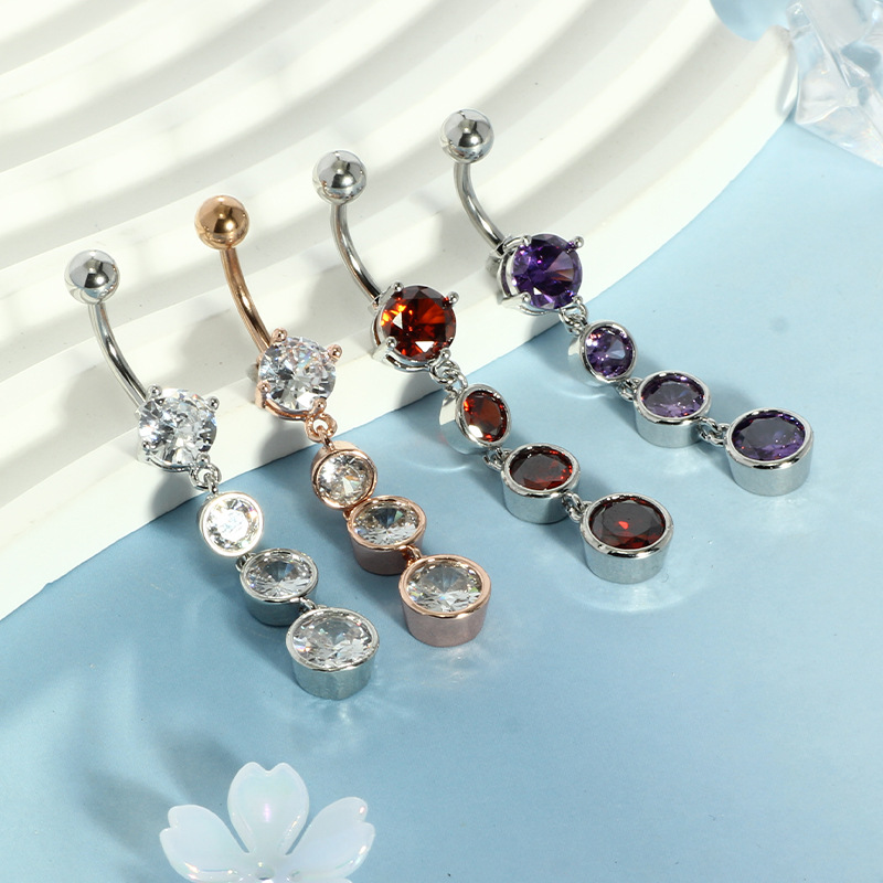 New Red Navel Heart Belly Button Ring 316L Surgical Steel Gold Zirconia Dangle Piercing Jewelry - Image 3