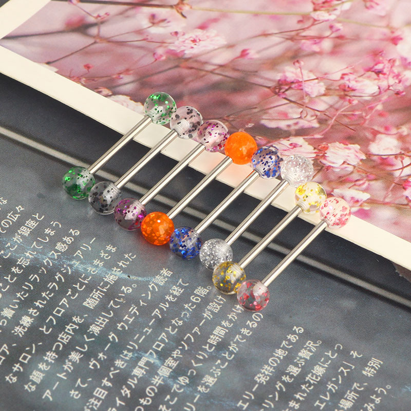 Multi-Color Shiny Heart Tongue Nails Clavicle Nails Ear Bridge Piercing Jewelry Stainless Steel - Image 2