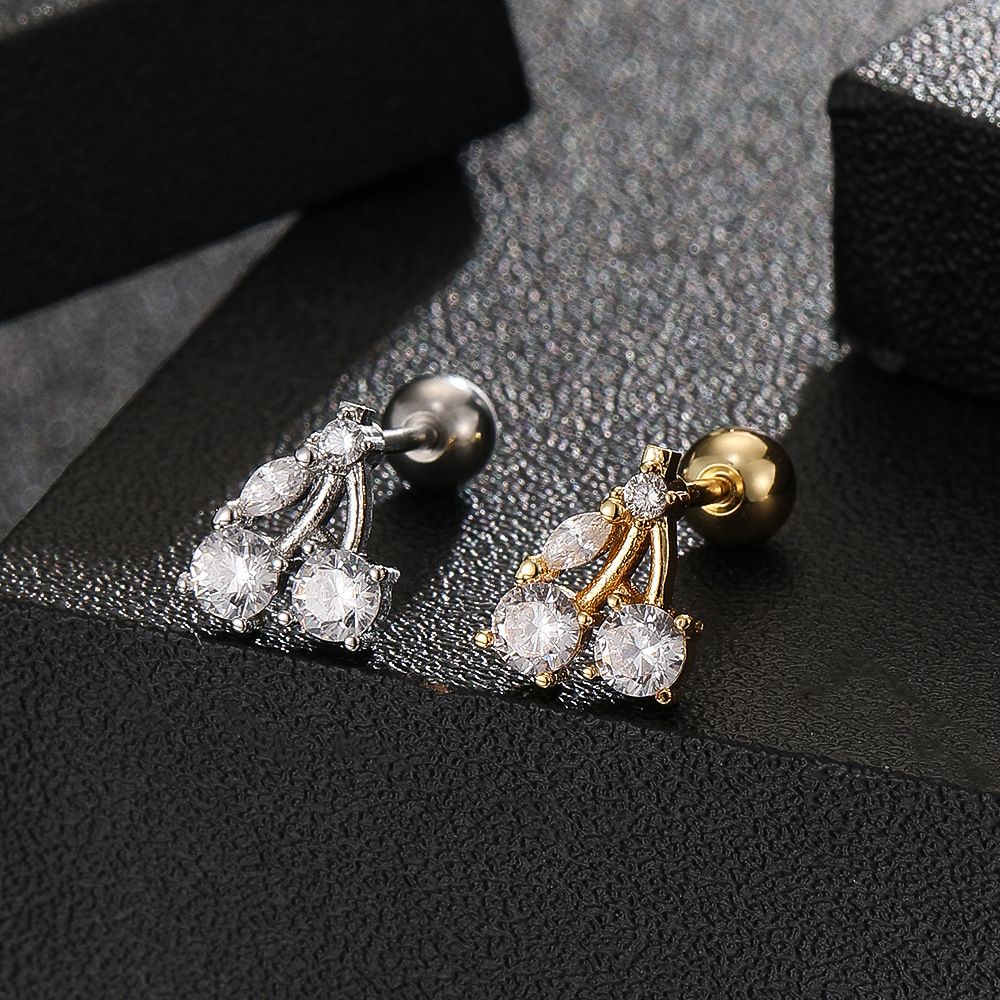Titanium Steel Screw Rod Ear Bone Nail Love Pentagon Heart Cartilage Earring High-End Niche Ear Jewelry - Image 2