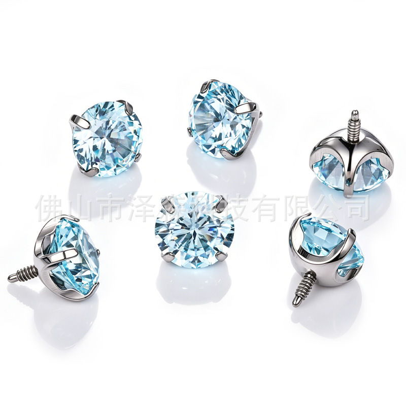 F136 Titanium Alloy Ear Stud with Long Prongs, 5A Claw Zirconia, Bowl Base Claw Setting Ear Bone Stud, Body Piercing Jewelry - Image 3
