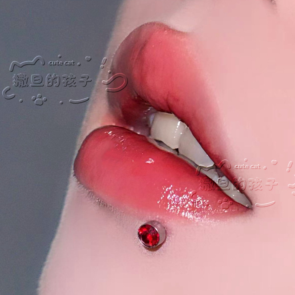 Satan's Child Noble Lady Lip Ring Black Diamond 16mm 1.2mm Sweet Cool Hot Girl Piercing Jewelry - Image 4