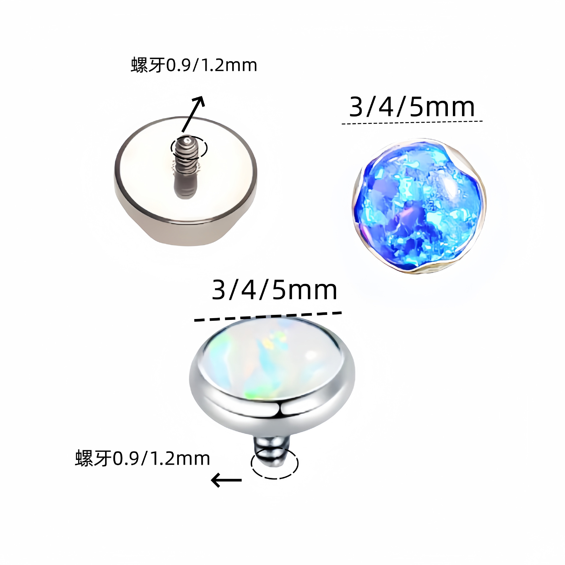 G23 Titanium Alloy External Thread Wave Opal Lip Nail Eyebrow Ear Bone Body Piercing Jewelry Wholesale - Image 4